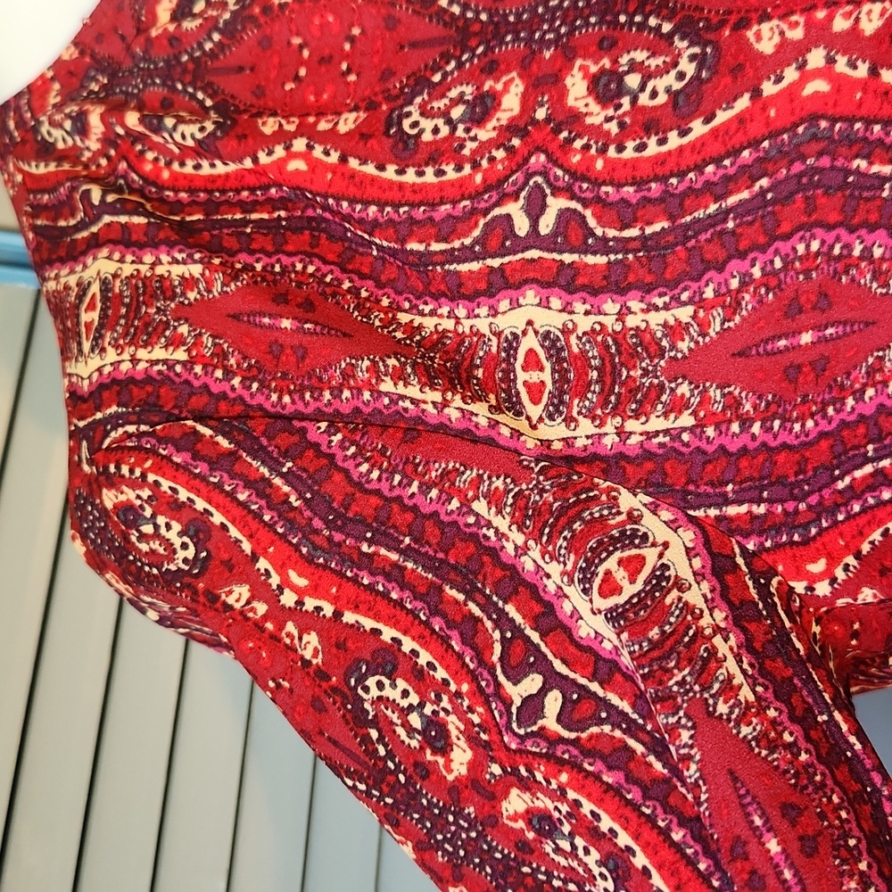 Sanctuary Red & Cream Patterned Button-Down Blouse - image 5